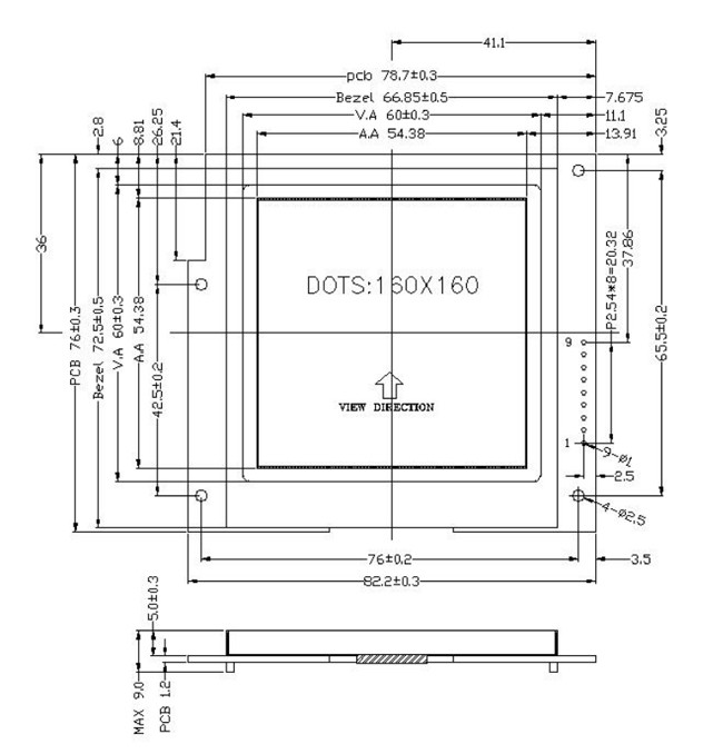 160x160 Graphic FSTN LCD Display Module Positive ST75161 3.3V VDD SPI Interface