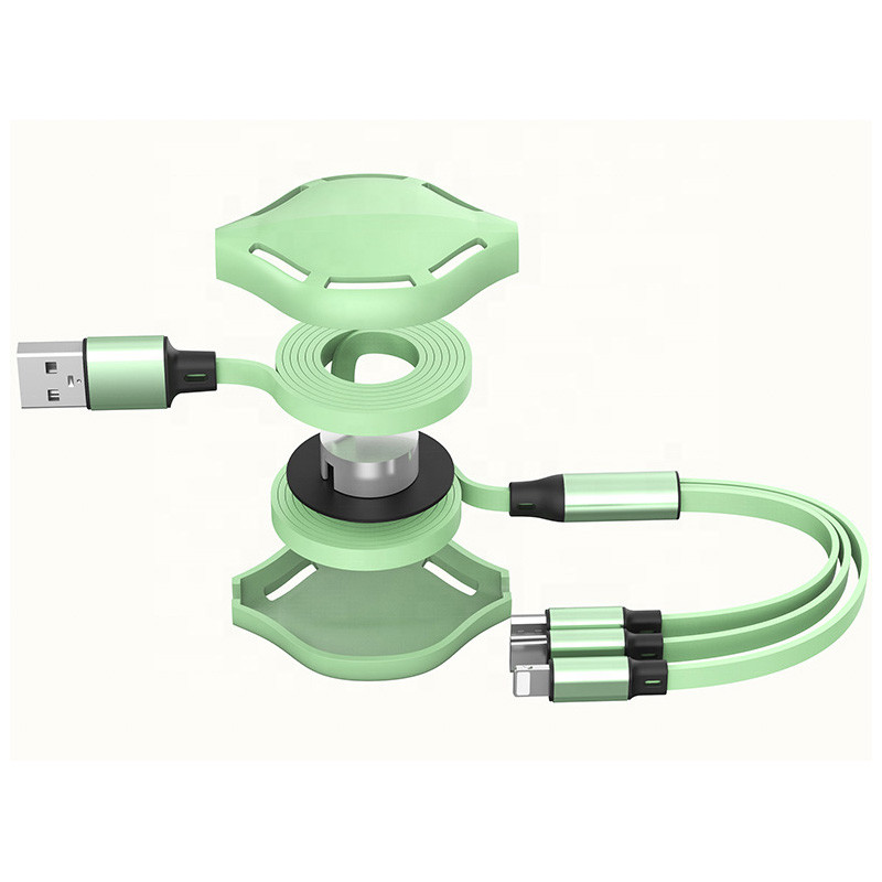 Retractable 3A Length 30cm Fast Charging USB Cables With Type C Micro