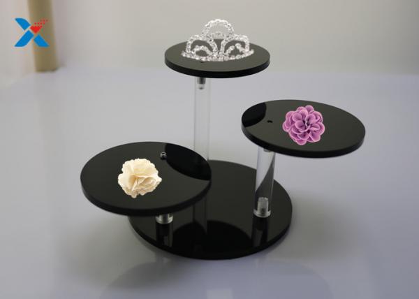 Black Acrylic Jewelry Organizer Necklace Bracelet Earring Display With Round Tray