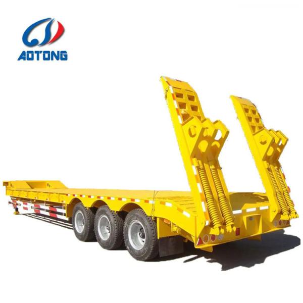AOTONG 3 Axles 45ton 55tons 60ton Low Bed Hydraulic Ladder Lowboy Semi Truck
