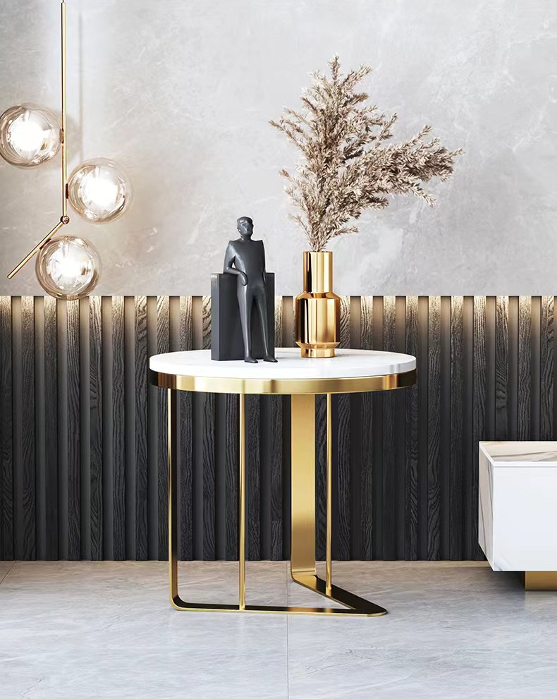 SEDIA Stainless Steel Marble Sofa Side Table For Living Room