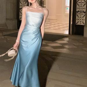 China Satin Gradient Slip Dress Evening Dress Charming Slimming Formal Dresses on sale