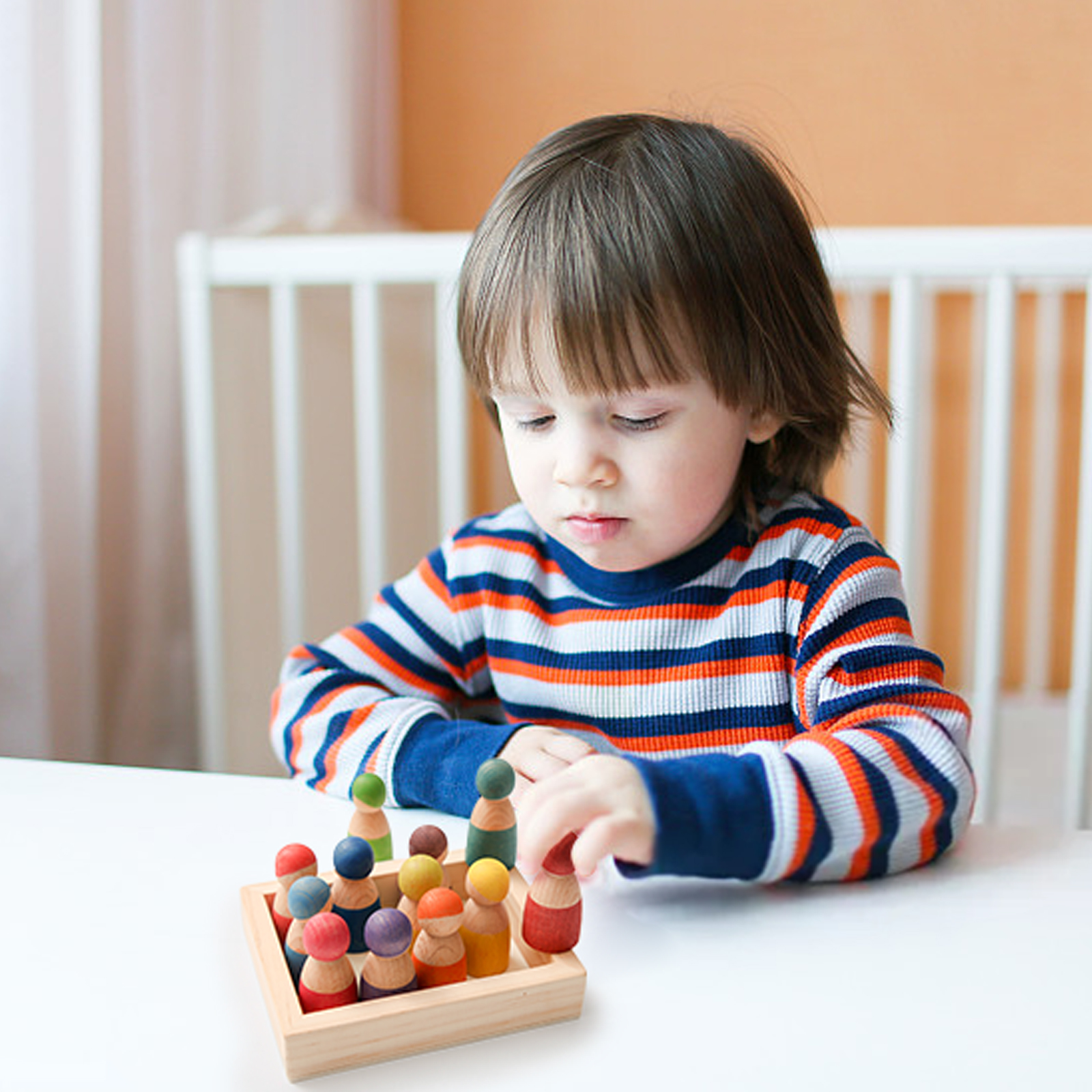 Montessori Educational Wooden Rainbow Block Counting Game Puzzle Kids