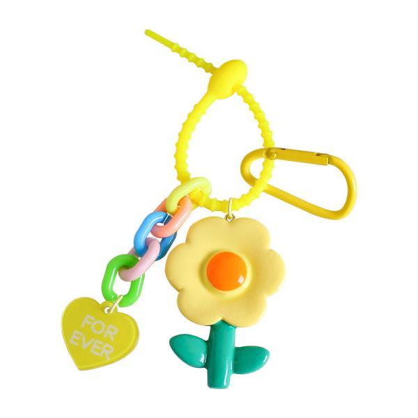 Flower Cartoon Silicone Pendant Keychain Charms Pendan Key Ring for Purse