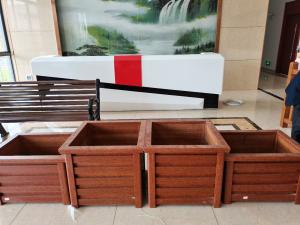 China Fiberglass Reinforced Wooden grain Flower Box for garden, Hotel or commecial square on sale