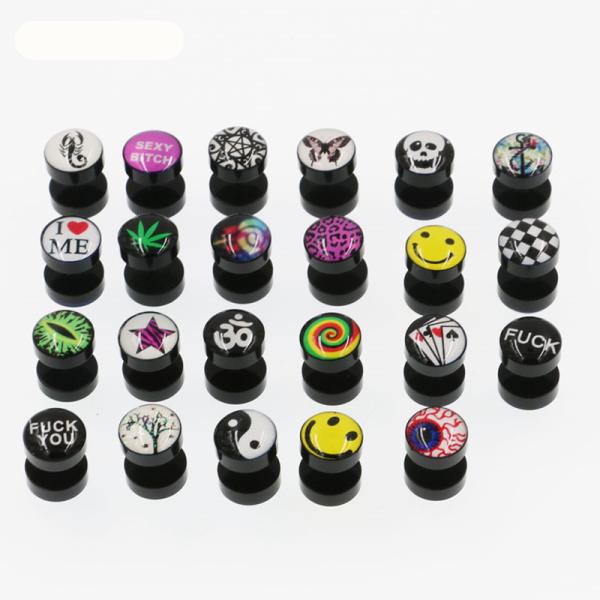 Free shipping fake ear plugs ear studs earrings for girls logo print anti