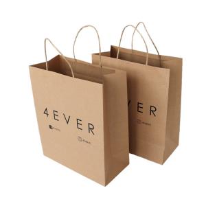 China Eco Friendly Kraft Paper Shopping Bag ,  Brown Paper Bags With Handles Custom Logo wholesale