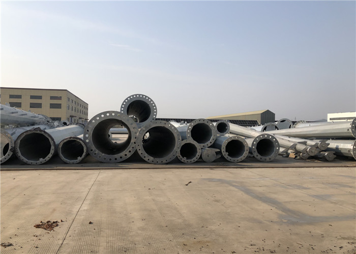 High Voltage 110KV - 220KV Galvanized Steel Pole Electrical Post With Q345