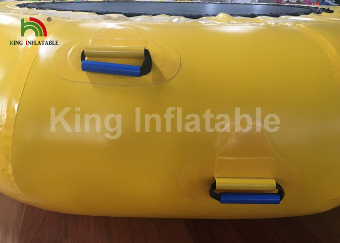Customized Yellow 5m D Inflatable Water Toy / Floating PVC Trampoline For Water Park