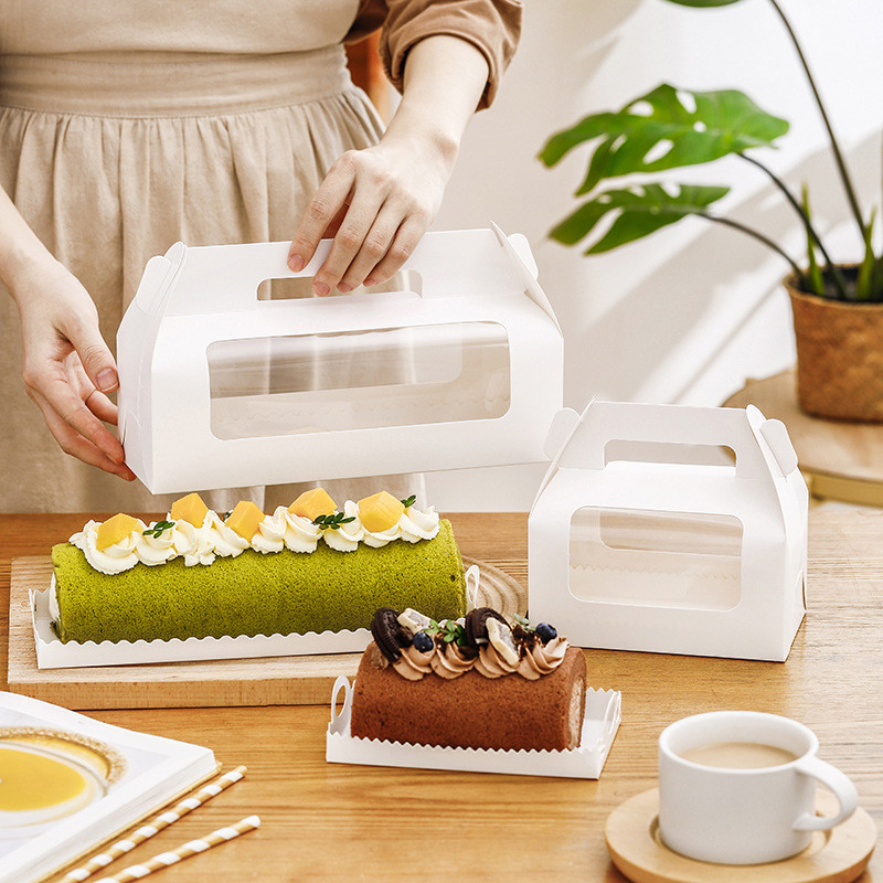 Custom Wholesale Disposable Food Packaging Box Swiss Roll Cake Box Supply