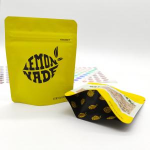 China Customized Print Zipper Packaging Pouch Yellow Stand Up Bags With Tear Notch wholesale