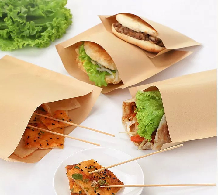 100 Pack Biodegradable Flat Kraft Paper Bags Envelopes For Cookie Popcorn Sandwichs