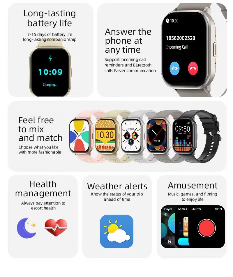 Zl99j Smart Watch BT Calling Heart Rate Monitor Women'S Smart Watch Fitness Tracker