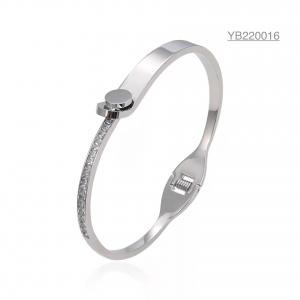 China belt buckle design diamond a bracelet silver stainless steel Nail series bangles wholesale