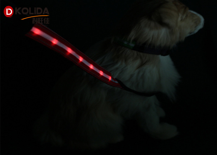 Soft Handle 120cm Usb Rechargeable LED Dog Leash Nylon Adjustable Puppy Leash