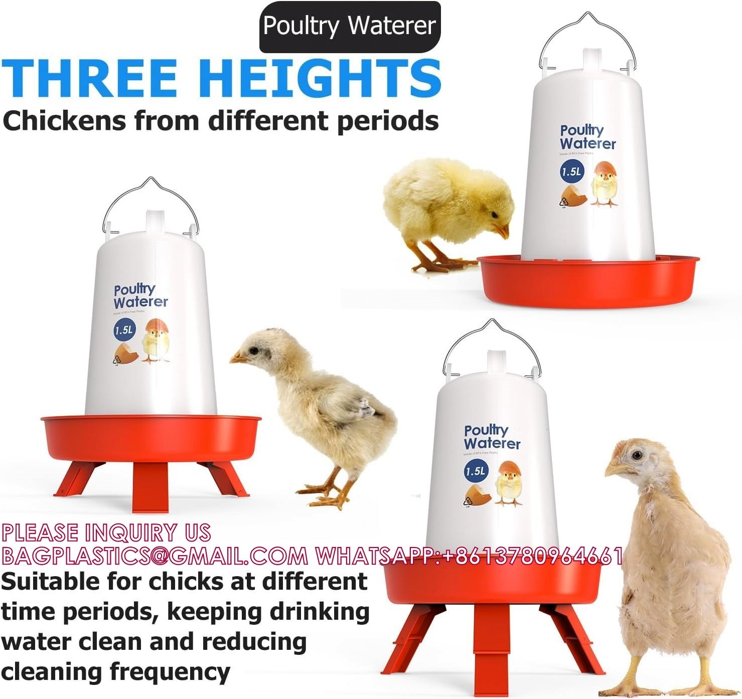 Recyclable Sustainable Plastic Chick Feeder Waterer Kit Chicken Feeder and Waterer Set
