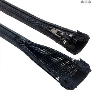 China Flexible Black Zipper Cable Sleeve Braided Wrap For Wire  Protection wholesale