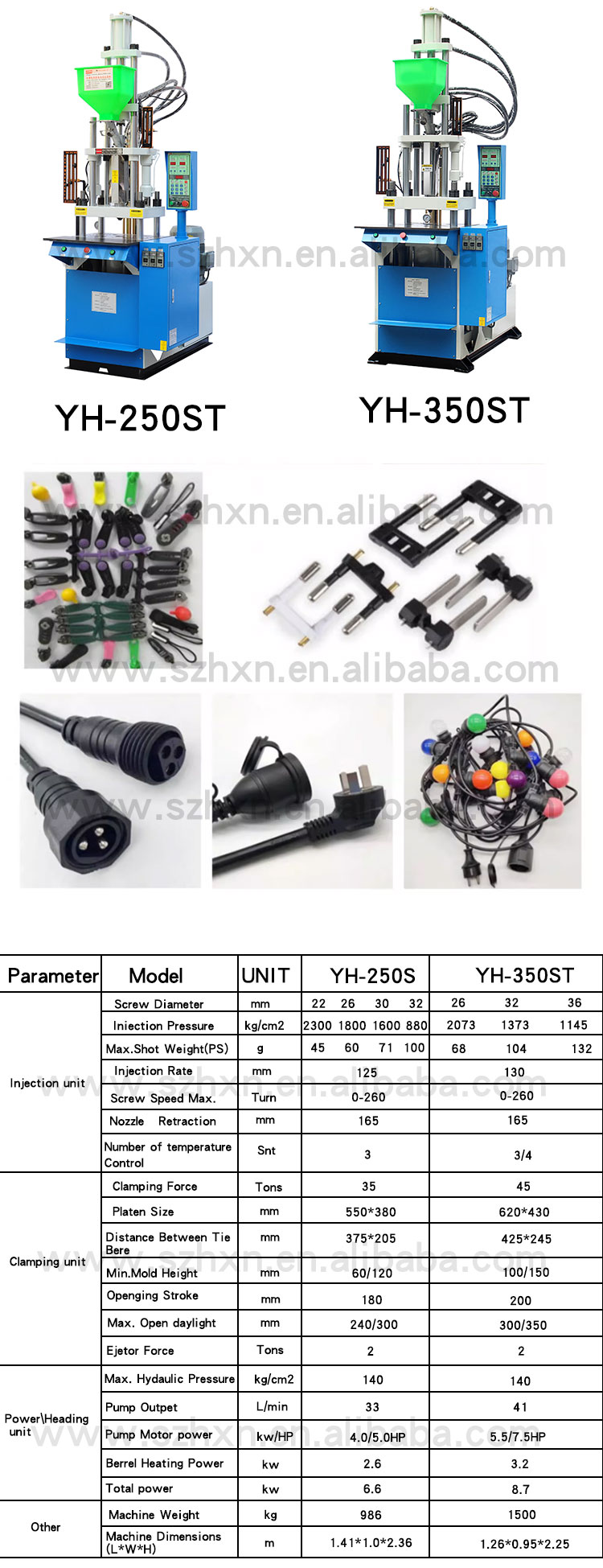 Stable Performance YH-250ST Ac Dc Wire Cable Plugs Injection Molding Machine for Home