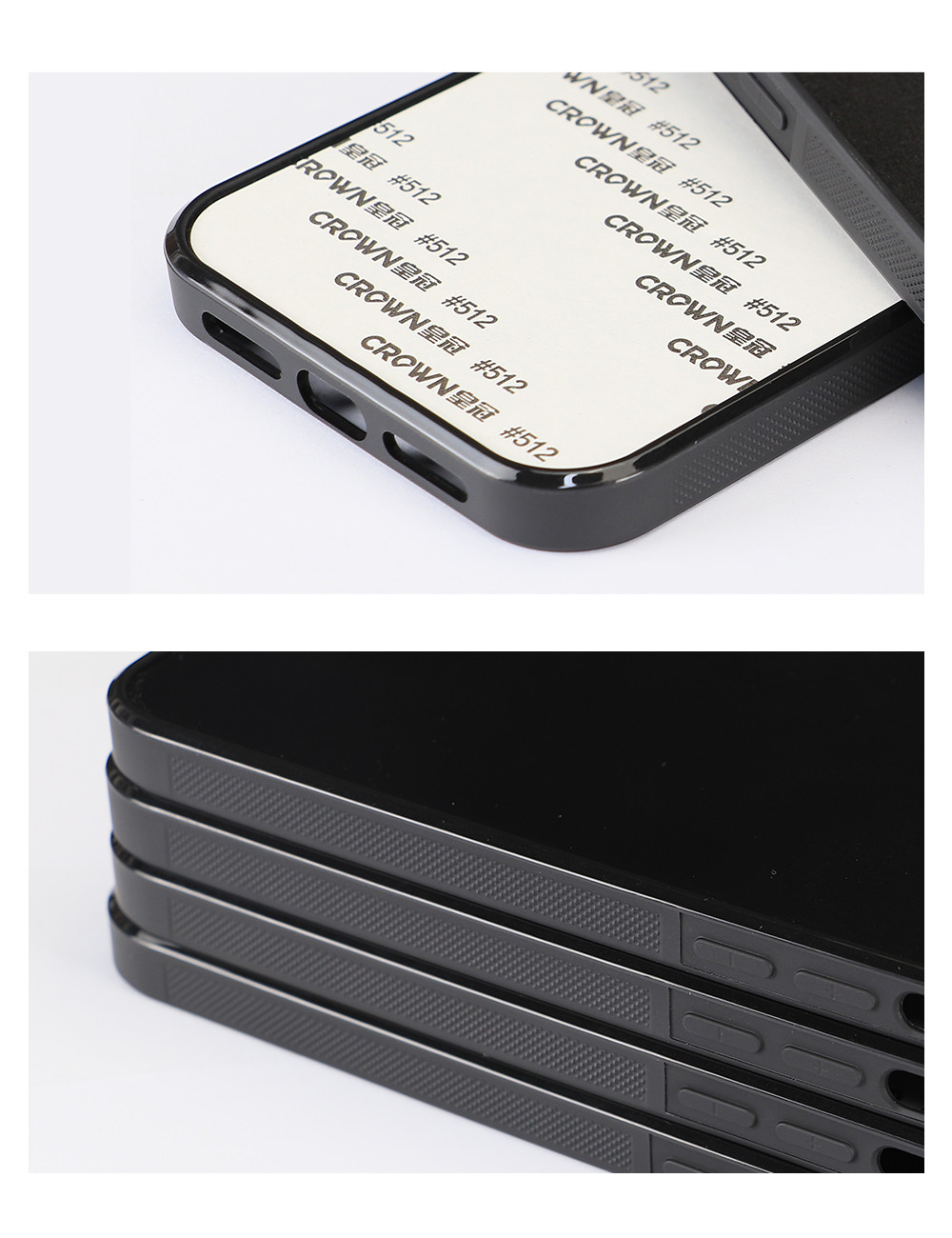 Back 1mm Depth Groove Phone Case With Inlay Leather Wooden Pc Acrylic Plate Material