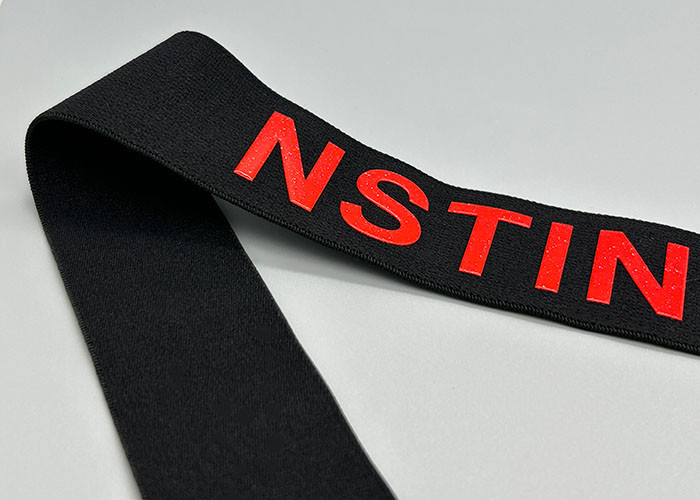 40mm Black Renewable Printed Elastic Band Glossy Logo For Clothing
