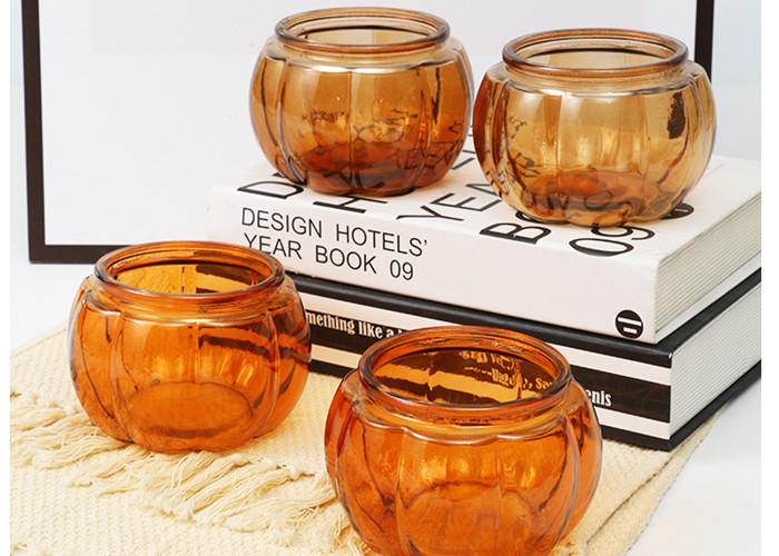 Pumpkin Shaped Candle Thanksgiving Pumpkin Spice Scented Candle Jars Fall Autumn Decoration Farmhouse Candle Holders