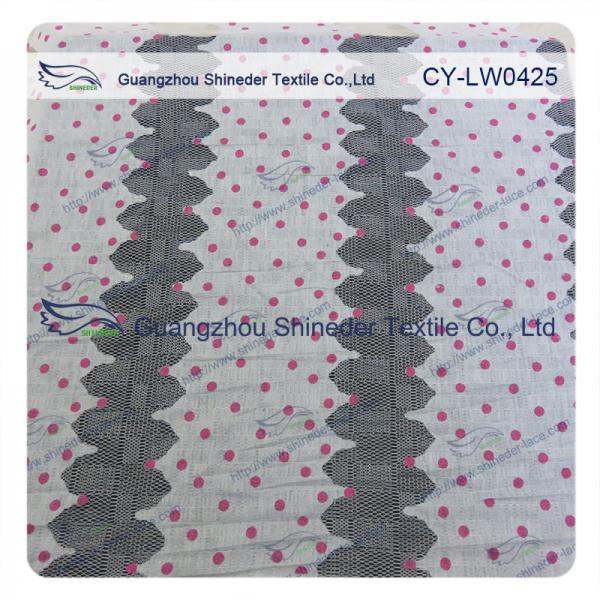 Fashion Polyester&Cotton Burned out Lace Fabric with polka dot for casual wear
