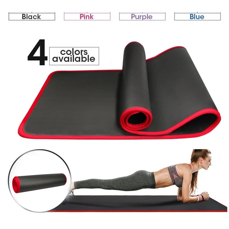 Tasteless Non Slip 10MM Thicker 183cmX61cm Nbr Exercise Mats For Fitness Pilates Workout