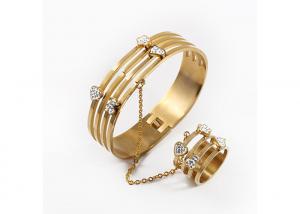 China Popular Stainless Steel Jewelry Set Bracelet Ring Chain Gold For Party / Wedding wholesale