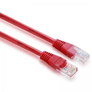 China Copper Conductor Cat5E Ethernet Patch Cable 30V Red With Gold Plated Connector wholesale