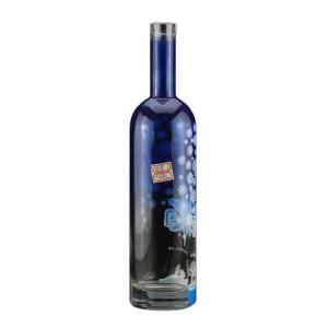 China Fancy Screen Printing Round Shape Blue Vodka Bottle for Industrial of Liquor and Gin on sale