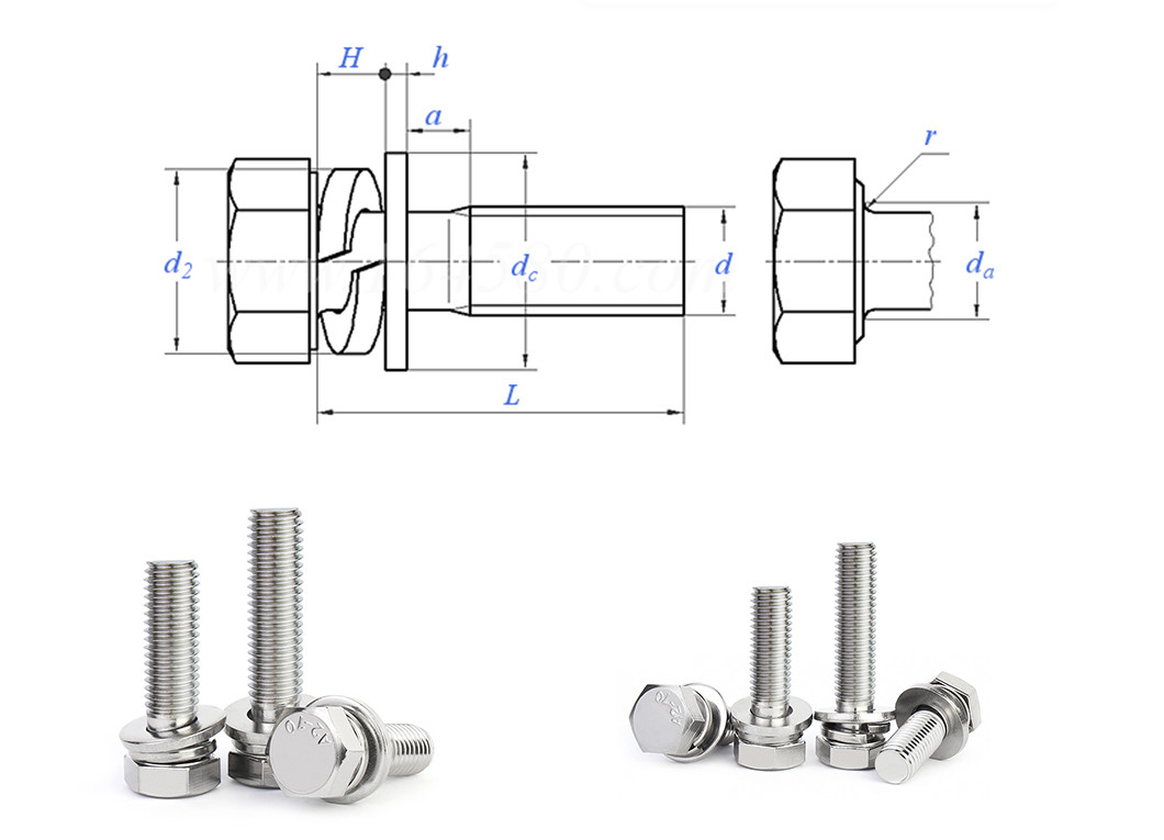 Hexagon Head Rust Proof Bolts Full Thread M6 Bolt With Washer