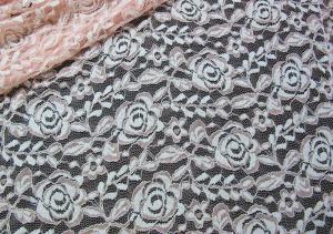 Cotton Spandex Polyester Stretchy Lace Fabric With Mesh Knitted Flower Lace