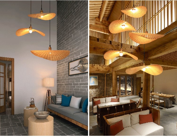 Chinese Hand Knitted Bamboo Pendant Lights Weaving Hanging Lamp Garden Restauran bamboo chandelier(WH-WP-26)
