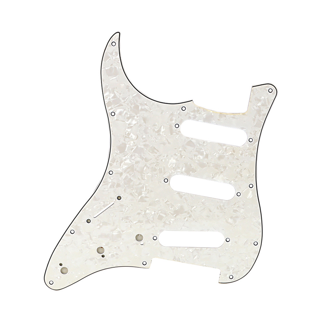Stratocaster Style Electric Guitar Pickguard ST 3Ply 11-Hole Scratch Plate Cream Pearl PVC