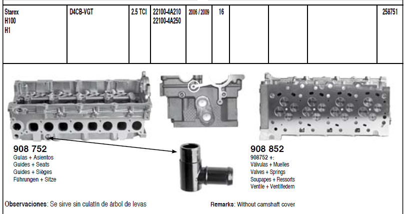 KIA HYUNDAI D4CB Complete Cylinder Head AMC 908751 AMC 908 752 AMC 908 753