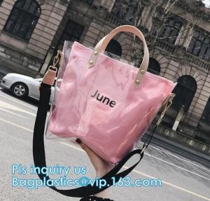 China pvc shoulder bag transparent holographic handbag, handbag and shoulder ladies sling bag, jelly fashion pvc lady handbag on sale