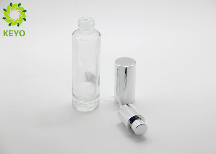 Round Frosted Flat Shoulder Glass Bottle 30ml 60ml 80ml With Pump Lotion Cap