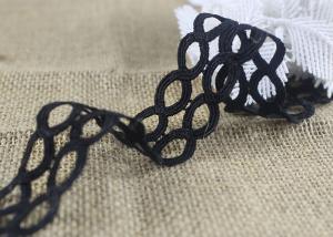 China Polyester Hollow Out Water Soluble Black Lace Ribbon Trim Double Oval Pattern on sale