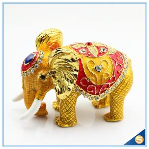 China Thai Style Elephant Enamel Ornaments Jewelry Box Home Furnishing Lucky Elephant Trinket Box wholesale