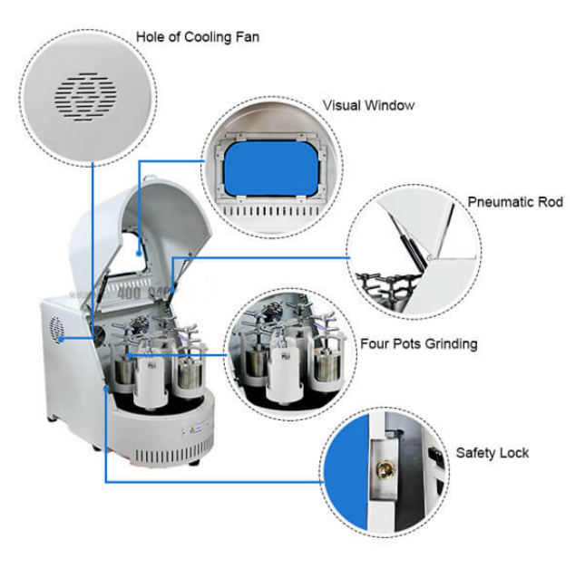 Planetary Jar Rolling Mill Alumina Zirconia Jar Mill Machine