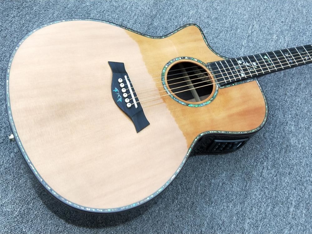 Left handed Cutaway 916 Acoustic guitar,Solid spruce top,Factory Ebony Fretboard Guitar,Abalone inlays OEM Guitar