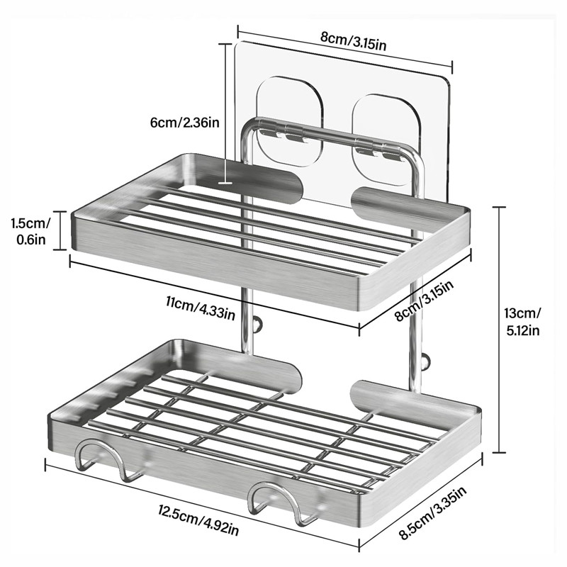 Multi-purpose Usage Drain Faster Stainless Steel Soap Dish f for Bathroom and Kitchen
