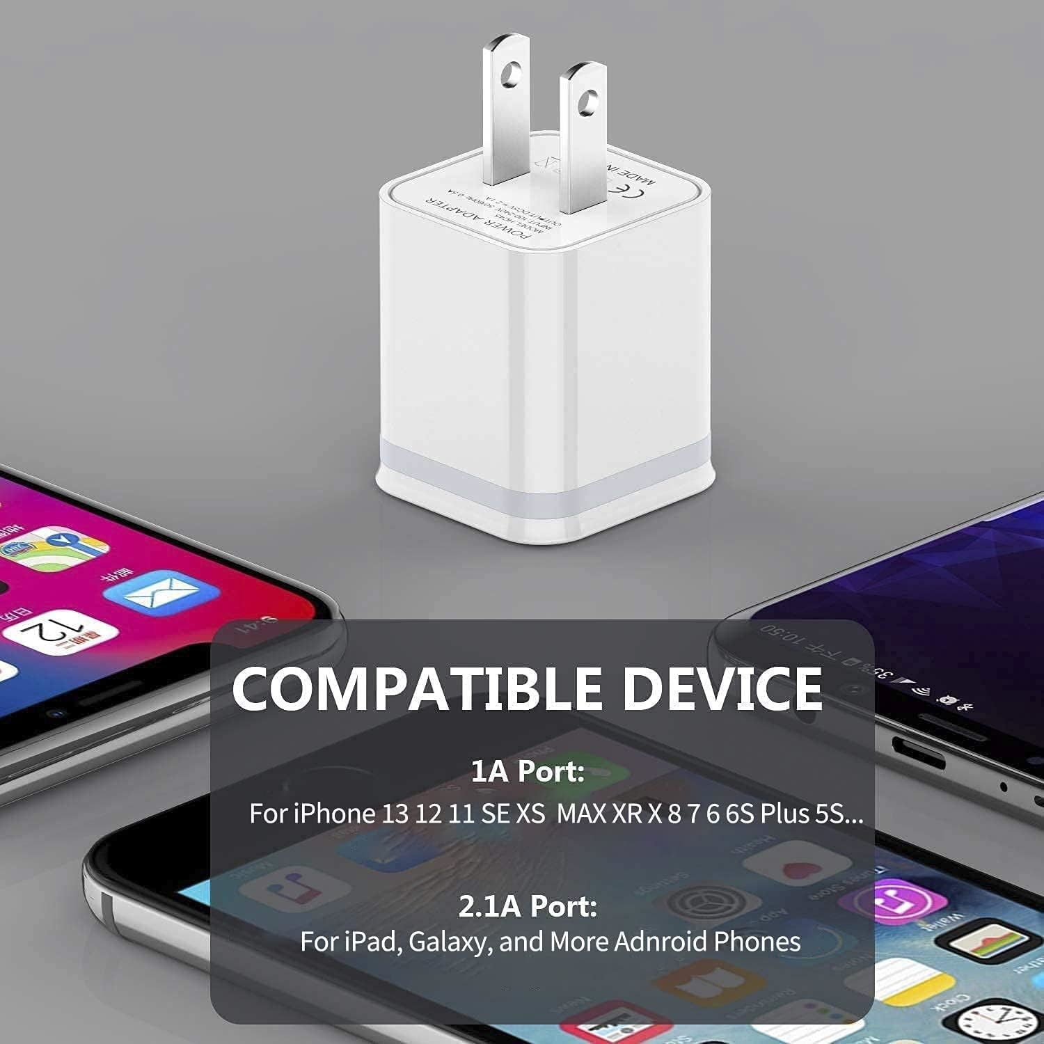 Dual USB Ports Mini Wall Adapter Charger US Plug 5V 2.4A For Mobile Phone