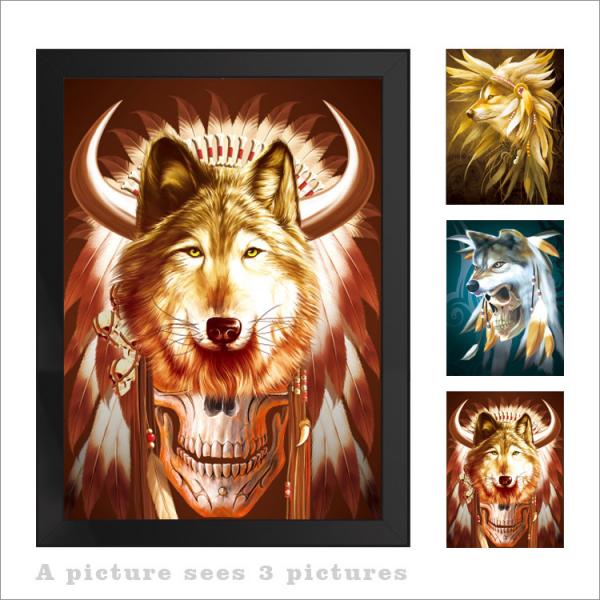 Pet / Pvc / PP Wolf Animal Photos Lenticular 3d Posters For Store Eco - Friendly