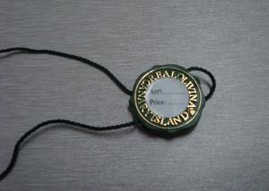 China Custom Cheap Green Plastic Name Seal Tags For Clothes With Printed Sticker Label on sale