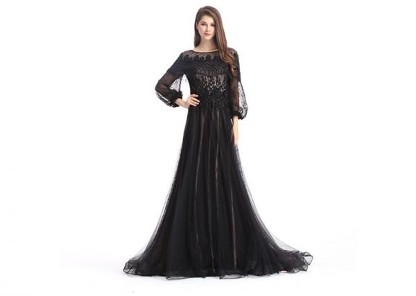 Quality Evening Cocktail Evening Dresses , Womens Black Evening Dresses With Built - In Bra for sale