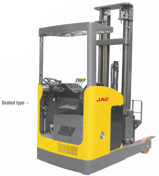 China Narrow Aisle Reach Truck Forklift 1.5 Ton Seated Type For Warehouses / Supermarkets wholesale