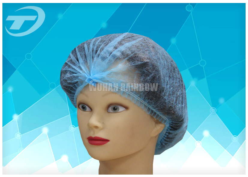 Medical Grade 21'' Round Clip Disposable Surgical Caps / CE Certified Non Woven Cap