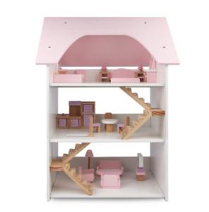 China Wooden three-story villa girl DIY simulation home large house pink doll house early education educational toys wholesale