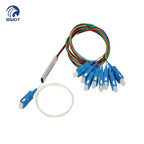 1×4 SC APC Fiber Optic Splitter , Mini Type PLC 4 Way Splitter For Cable TV